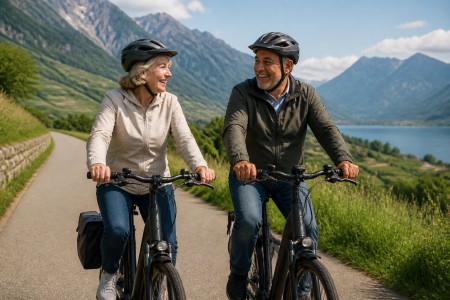 couple sénior à vélo