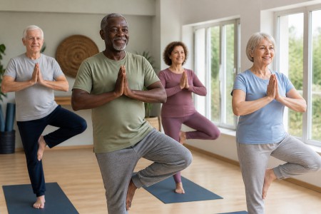 séniors qui font du yoga